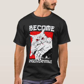 Camiseta Torne-se Ingovernável Mordida de Gato Preto Humor