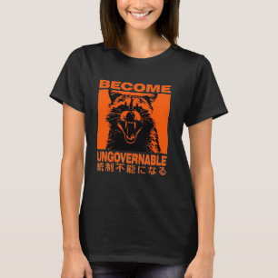Camiseta Torne-se Ingovernável Roupas Japonesas de Guaxinim