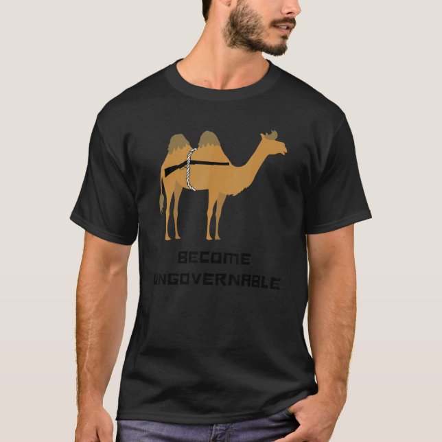 Camiseta Torne-se um Camelo Tático Incontrolável Meme (Frente)