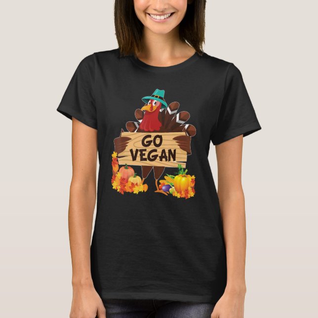 Camiseta Torne-se Vegano Sou Grato Pela Ação de Graças dos  (Frente)