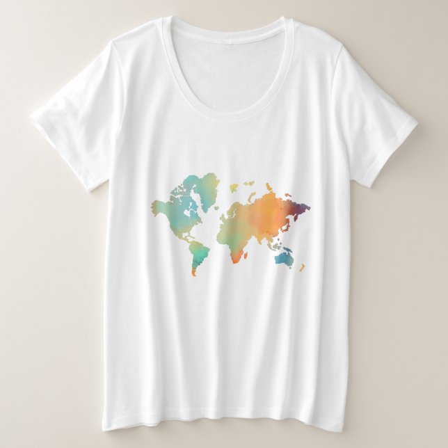 Camiseta Torneio de praia em Teal Viagem do mapa mundial (Frente do Design)