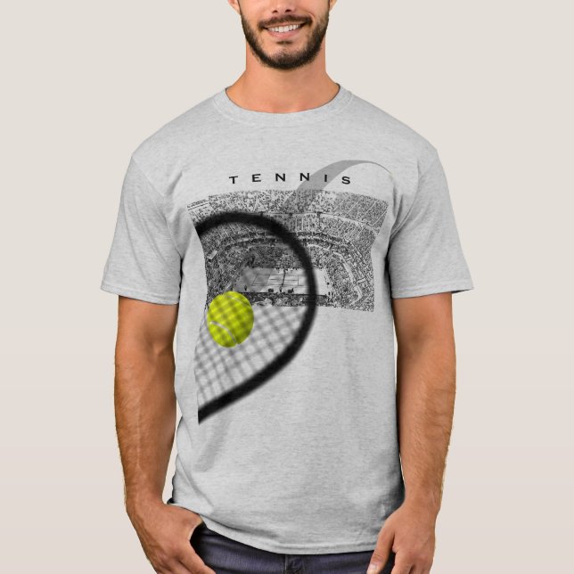 Camiseta Torneio de Tênis Com Raquete Atingindo Bola (Frente)