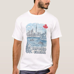 Camiseta Toronto Canadá Simples Horizonte Azul Paisagem Urb