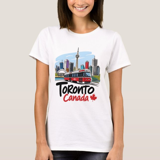Camiseta Toronto Fofo Bonde do TTC na Skyline (Frente)