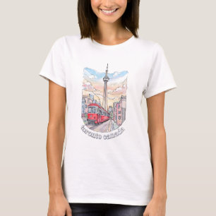 Camiseta Toronto Ontário Canadá Aquarela Silhueta CN Tower
