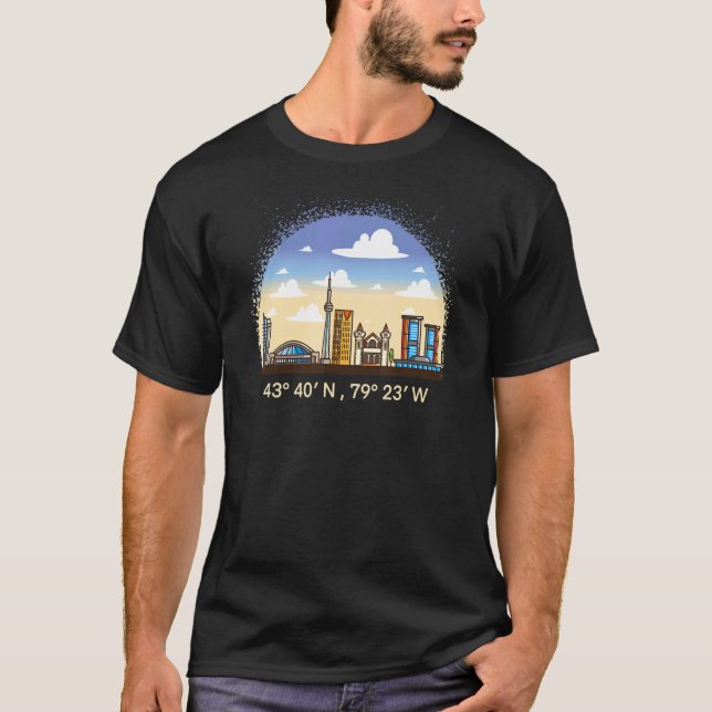 Camiseta Toronto Ontario Canadá com coordenadas (Frente)
