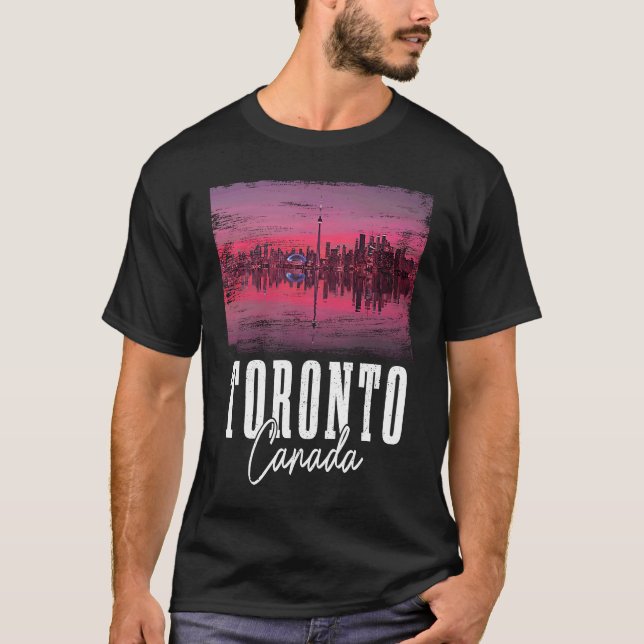 Camiseta Toronto Skyline Ontario Canada Maple Leaf Canadian (Frente)