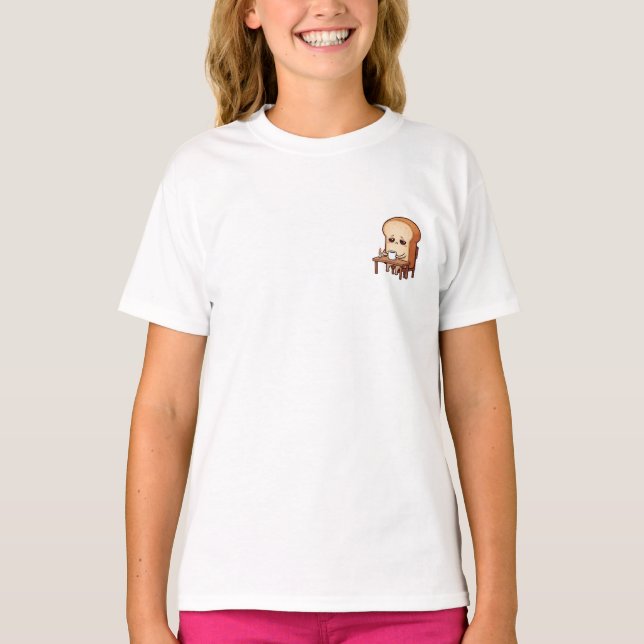 Camiseta Torrada de Café da Manhã Cansada para Crianças (Frente)