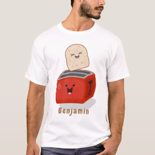 Camiseta Torrada de kawaii e desenho animado em torradeira 
