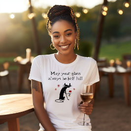 Camiseta Torrada Engraçada De Vinho Com Meia Cheio De Vidro