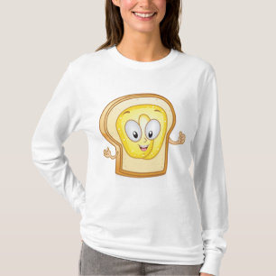 Camiseta Torrada Feliz Kawaii Fatia de Pão com Manteiga