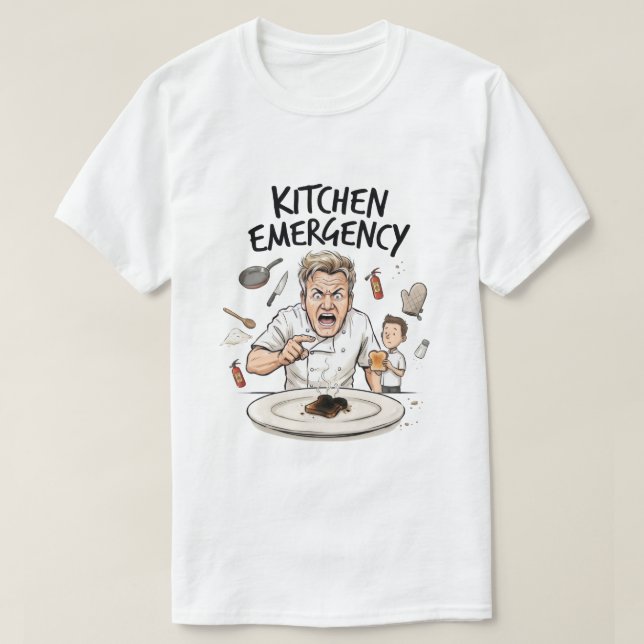 Camiseta Torrada Queimada Chef Irritado Engraçado (Frente do Design)