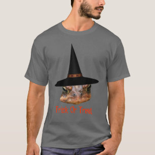Camiseta Torrada Rosto Bruxa Hat Halloween Engraçado T-Shi