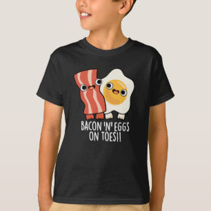 Camiseta Torradas Divertidas com Bacon e Ovos nos Dedos dos