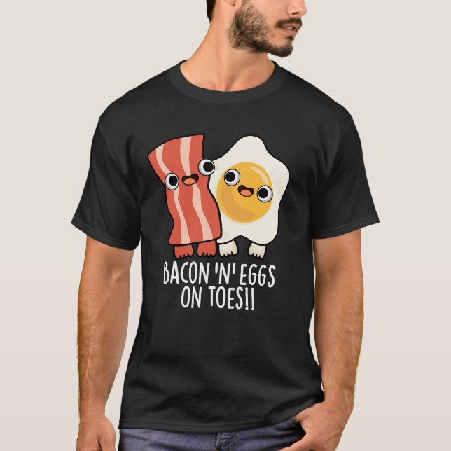 Camiseta Torradas Divertidas com Bacon e Ovos nos Dedos dos (Frente)