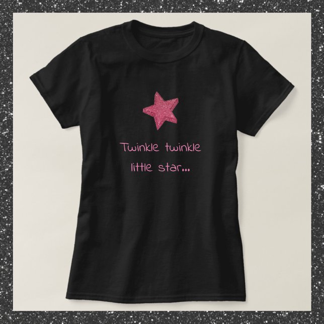 Camiseta Torre-branca, Pequena Estrela, Preta e Rosa (Criador carregado)