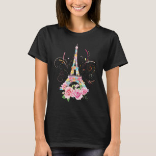 Camiseta Torre Colorida Eiffel de Paris, em França, parisie