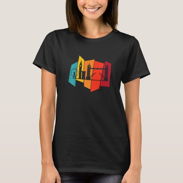Camiseta Torre da Ponte de Londres Skyline Retro Inglaterra (Frente)