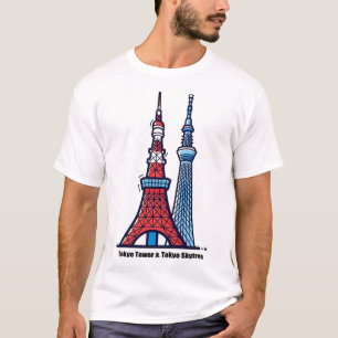 Camiseta Torre de Tóquio & Tokyo Skytree
