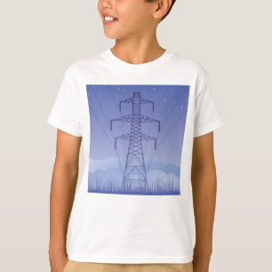 Camiseta Torre de transmissão de energia elétrica no céu no