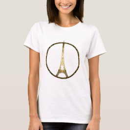 Camiseta Torre Eiffel brilho dourado lantejoulas