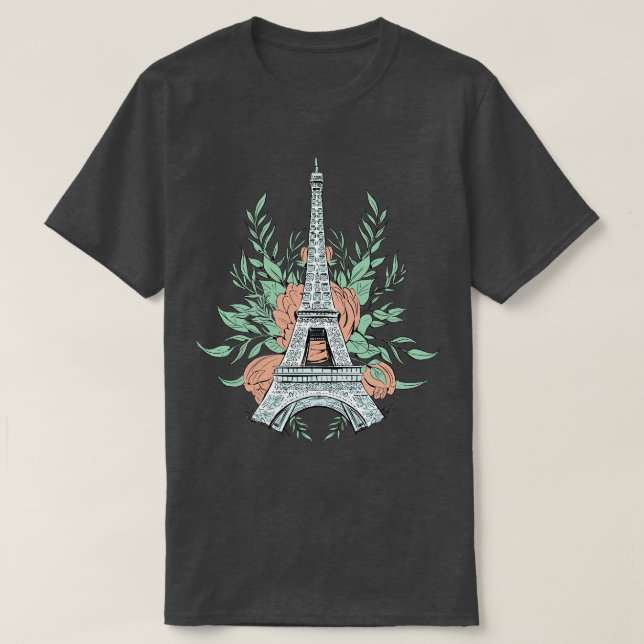 Camiseta Torre Eiffel com Rosas (Frente do Design)