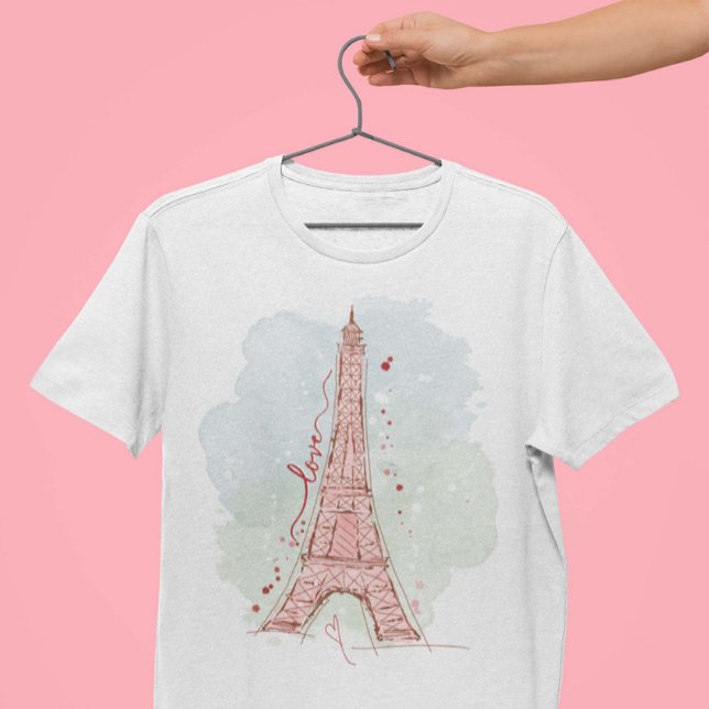 Camiseta Torre Eiffel de Portas Descoladas de Aquarela (Criador carregado)