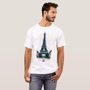 Camiseta Torre Eiffel Desenho Impresso, Desenho de Linha, P