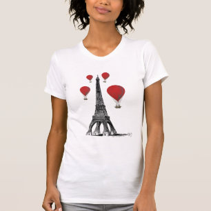 Camiseta Torre Eiffel e balões de ar quente