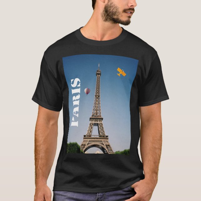 Camiseta Torre Eiffel escura básica de Paris France do (Frente)