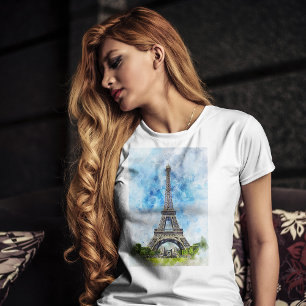 Camiseta Torre Eiffel Paris França Aquarela