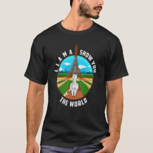 Camiseta Torre Eiffel, Paris, França Lhama Mostra o Mundo