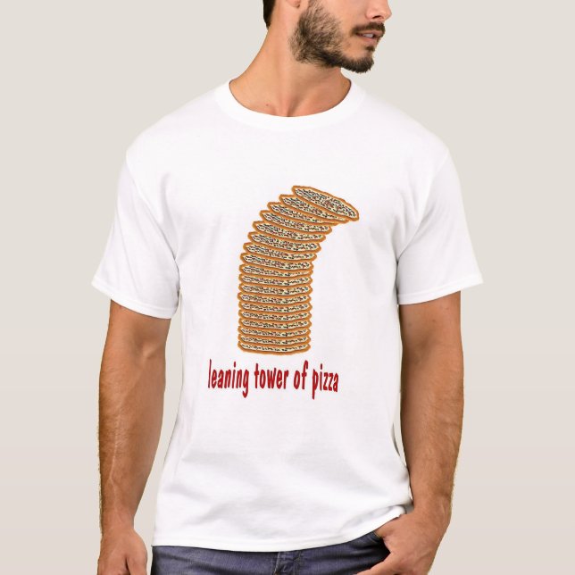 Camiseta torre inclinada da pizza (Frente)