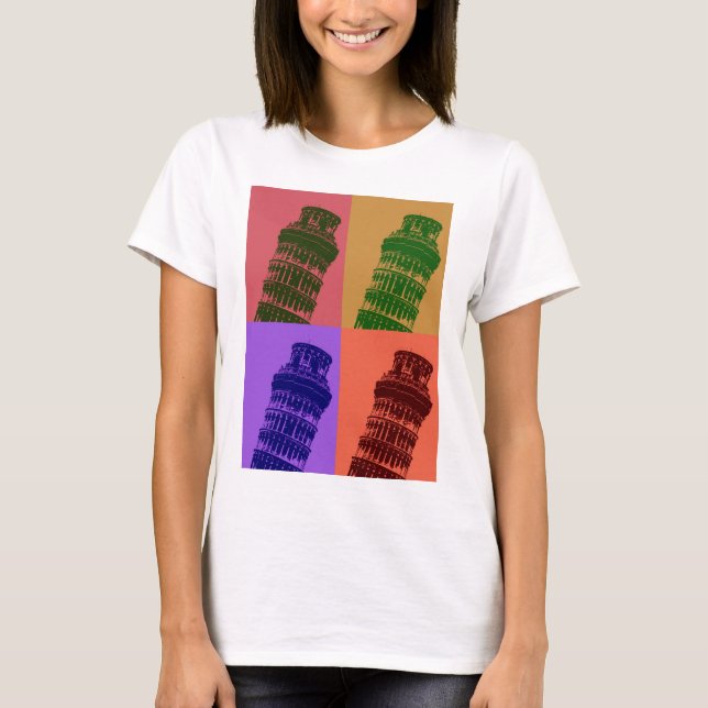 Camiseta Torre inclinada de Pisa Pop Art (Frente)