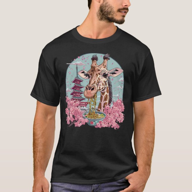 Camiseta Torre Pagode de Ramen Japonês de Girafa (Frente)