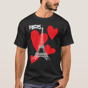 Camiseta Torre Paris Eiffel com Corações Souvenir França Li