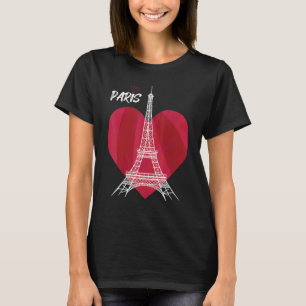 Camiseta Torre Paris Eiffel com Heart France Souvenir Fren