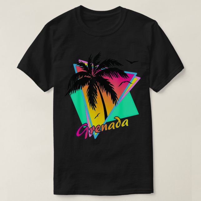 Camiseta Torre Tropical de Verão de Granada 80 Sunse (Frente do Design)