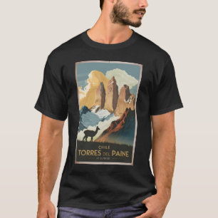 Camiseta Torres del Paine Chile Ilustração Arte de Viagem
