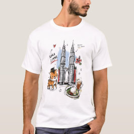 Camiseta Torres Petronas Fofas Desenho de Kuala Lumpur
