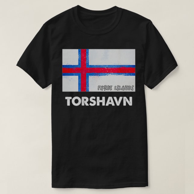 Camiseta Torshavn Faroe Islands Flag   Torshavn  (Frente do Design)