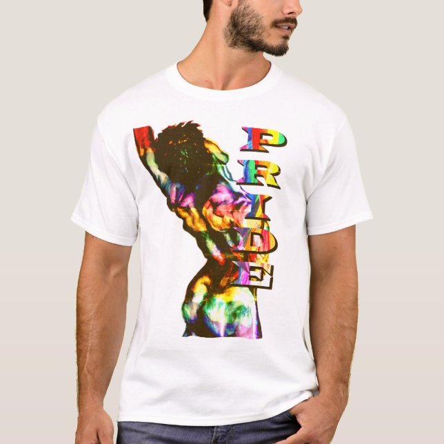 Camiseta torso masculino arco-íris Orgulho 1 (Frente)
