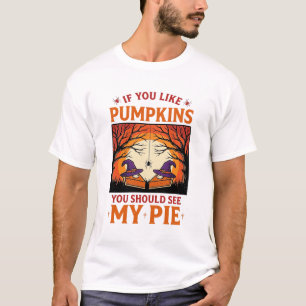 Camiseta Torta de Abóbora Chapéu de Bruxa Engraçado Vintage