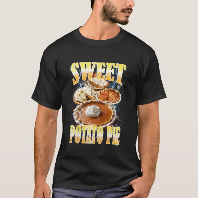 Camiseta Torta De Batata Doce De Ação De Graças Bootleg Rap (Frente)