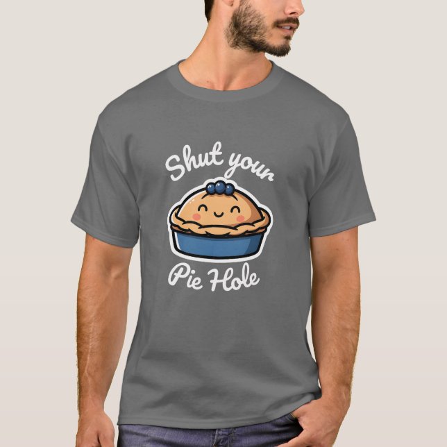 Camiseta Torta Engraçada Piada "Cala a Boca" Padaria  (Frente)