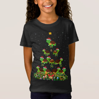 Camiseta Tortoise Xmas Tree Gift Santa Hat Tortoise Natal