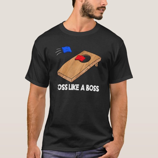 Camiseta Tosse Como Um Chefe Da Equipe Cornhole Bean Bag Co (Frente)