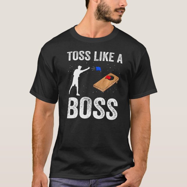 Camiseta Tosse Como Um Chefe Da Equipe Cornhole Bean Bag Co (Frente)