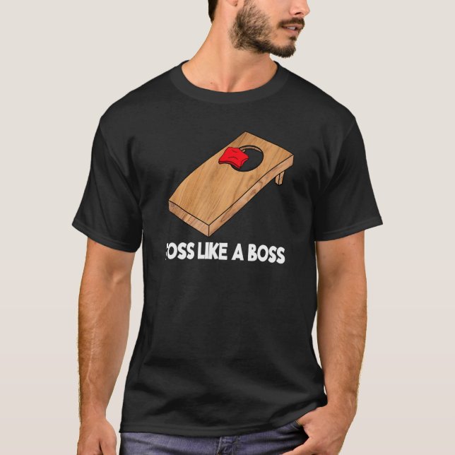 Camiseta Tosse Como Um Chefe Da Equipe Cornhole Bean Bag Co (Frente)