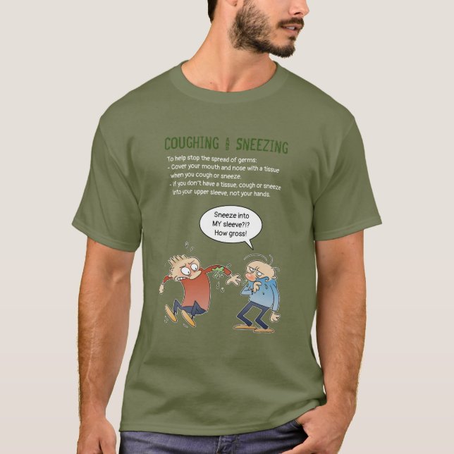 Camiseta Tosse E Espirrendo Na Sua Dica De Saúde De Capa (Frente)